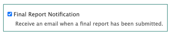 Final Report Notification example